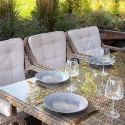Luxury Rattan 8 Seater Rectangular Garden Dining Set With Parasol By Primrose Living -Plants outlet store Natural FU102221 4 ChairsandTable ea68
