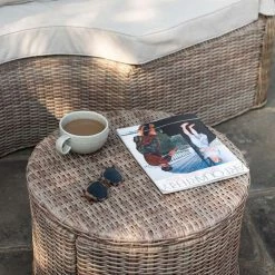 'Peony' Luxury Rattan Modular Daybed Sofa Set With Retractable Canopy By Primrose Living -Plants outlet store Natural FU102222 CoffeeTable 261b