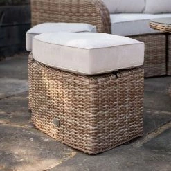 'Peony' Luxury Rattan 5 Seater Modular Garden Sofa Set With Open Coffee Table And Footstools By Primrose Living -Plants outlet store Natural FU102223 1 Footstool 8a2a
