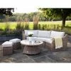 'Peony' Luxury Rattan 5 Seater Modular Garden Sofa Set With Open Coffee Table And Footstools By Primrose Living