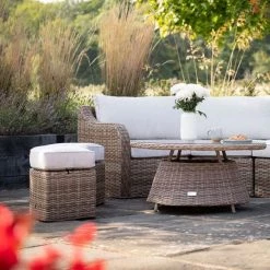 'Peony' Luxury Rattan 5 Seater Modular Garden Sofa Set With Open Coffee Table And Footstools By Primrose Living -Plants outlet store Natural FU102223 7 FullSetFlowerOff 8d9f