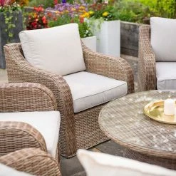 'Peony' Luxury Rattan 8 Seater Modular Garden Sofa Set With Storage Basket And Coffee Table By Primrose Living -Plants outlet store Natural FU102226 2 TableCornerChairs 748c