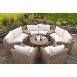 'Peony' Luxury Rattan 8 Seater Modular Garden Sofa Set With Storage Basket And Coffee Table By Primrose Living