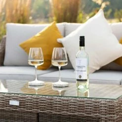 'Peony' Luxury Rattan 5 Seater Modular Garden Sofa Set With Coffee Table And Footstools By Primrose Living -Plants outlet store Natural FU102227 3 CoffeeTableWine d90b