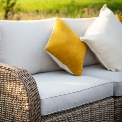 'Peony' Luxury Rattan 5 Seater Modular Garden Sofa Set With Coffee Table And Footstools By Primrose Living -Plants outlet store Natural FU102227 6 SofaClose 06e5