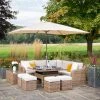 'Peony' Luxury Rattan 9 Seater Modular Garden Sofa Set With Square Rising Table And Footstools By Primrose Living -Plants outlet store Natural FU102236 9 FullSet dbc0