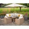 'Peony' Luxury Rattan 7 Seater Modular Garden Sofa Set With Square Rising Table By Primrose Living