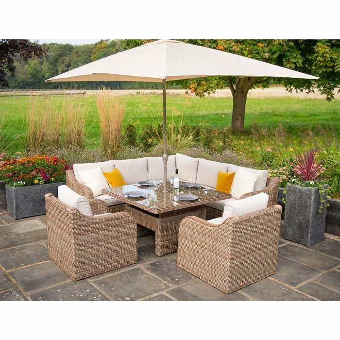 'Peony' Luxury Rattan 7 Seater Modular Garden Sofa Set With Square Rising Table By Primrose Living 3 'Peony' Luxury Rattan 7 Seater Modular Garden Sofa Set With Square Rising Table By Primrose Living