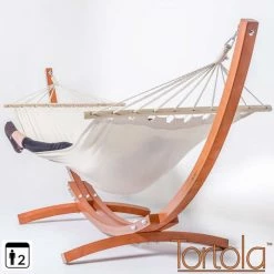 Tortola Wooden Hammock Stand With White Hammock