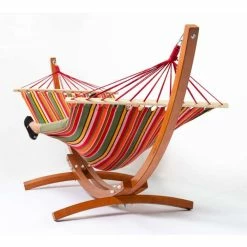 Tortola Wooden Hammock Stand With Summer Multi-Stripe Hammock 9 Tortola Wooden Hammock Stand With Summer Multi-Stripe Hammock -Plants outlet store OL0452 rollover image 802c