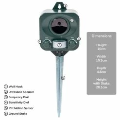 PestBye® Twin Pack Battery Operated Ultrasonic Cat Repeller -Plants outlet store PB0032AX2 add image 1 19b7