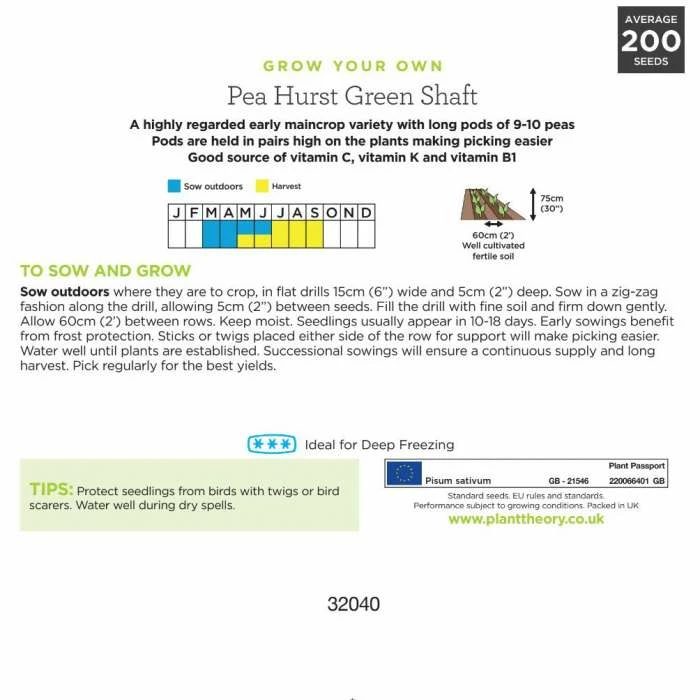 'Hurst Green Shaft' Pea Seeds | By Plant Theory 5 'Hurst Green Shaft' Pea Seeds | By Plant Theory - Image 3