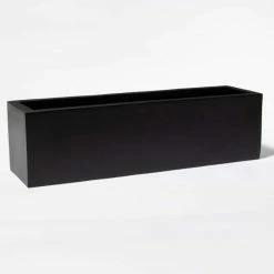 70cm Zinc Galvanised Black Trough Planter - By Primrose™ -Plants outlet store PP0005L add image 1 1ad8