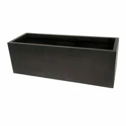 100cm Zinc Galvanised Black Trough Planter - By Primrose™ -Plants outlet store PP0005XL rollover image 670f