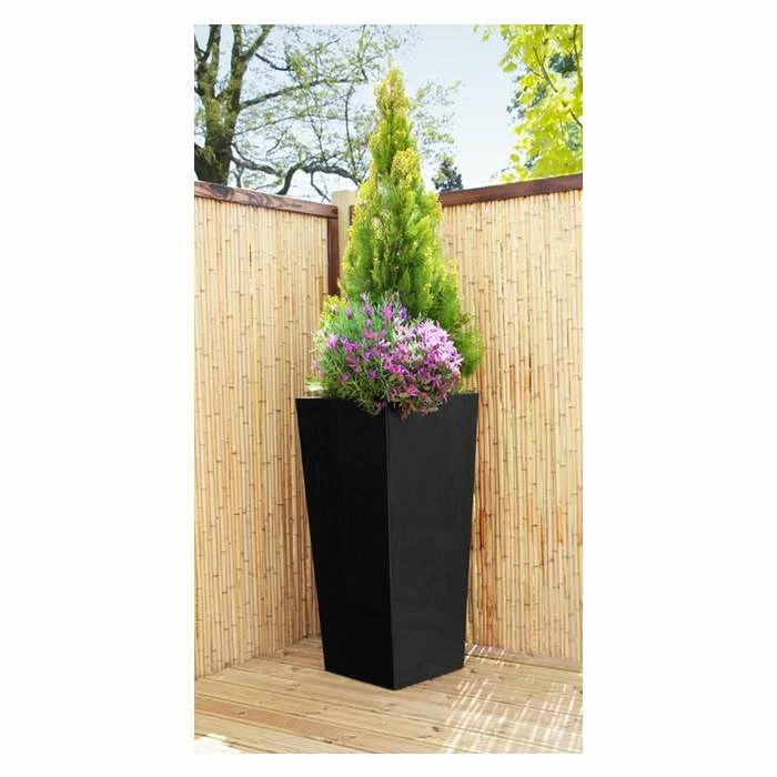 H70cm Zinc Galvanised Black Flared Square Planter - By Primrose™ 5 H70cm Zinc Galvanised Black Flared Square Planter - By Primrose™ - Image 3