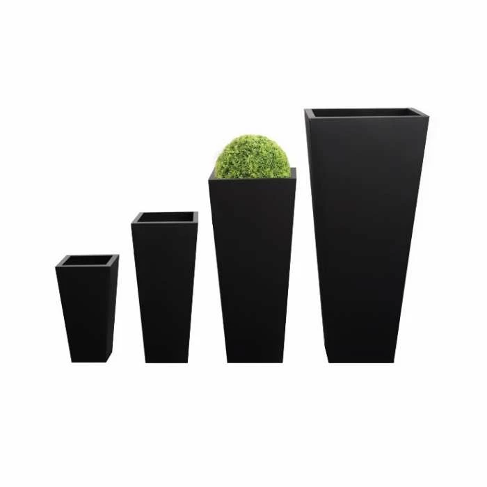 H70cm Zinc Galvanised Black Flared Square Planter - By Primrose™ 3 H70cm Zinc Galvanised Black Flared Square Planter - By Primrose™
