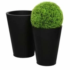 H39.5cm Zinc Galvanised Black Cone Planter - By Primroseâ„¢