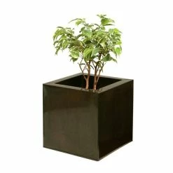 40cm Zinc Galvanised Mocha Brown Cube Planter - By Primrose™ 13 40cm Zinc Galvanised Mocha Brown Cube Planter - By Primrose™ -Plants outlet store PP0041L add image 2 1233