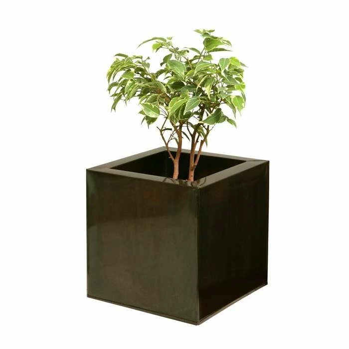 40cm Zinc Galvanised Mocha Brown Cube Planter - By Primrose™ 6 40cm Zinc Galvanised Mocha Brown Cube Planter - By Primrose™ - Image 4