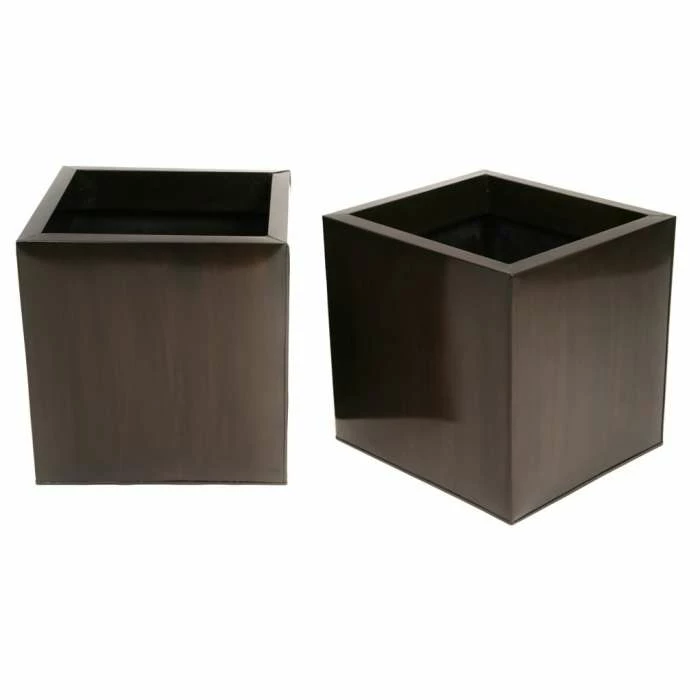 40cm Zinc Galvanised Mocha Brown Cube Planter - By Primrose™ 7 40cm Zinc Galvanised Mocha Brown Cube Planter - By Primrose™ - Image 5