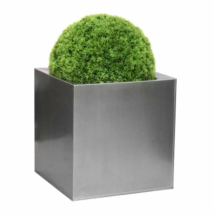 50cm Zinc Galvanised Silver Cube Planter - By Primrose™ 10 50cm Zinc Galvanised Silver Cube Planter - By Primrose™ - Image 8