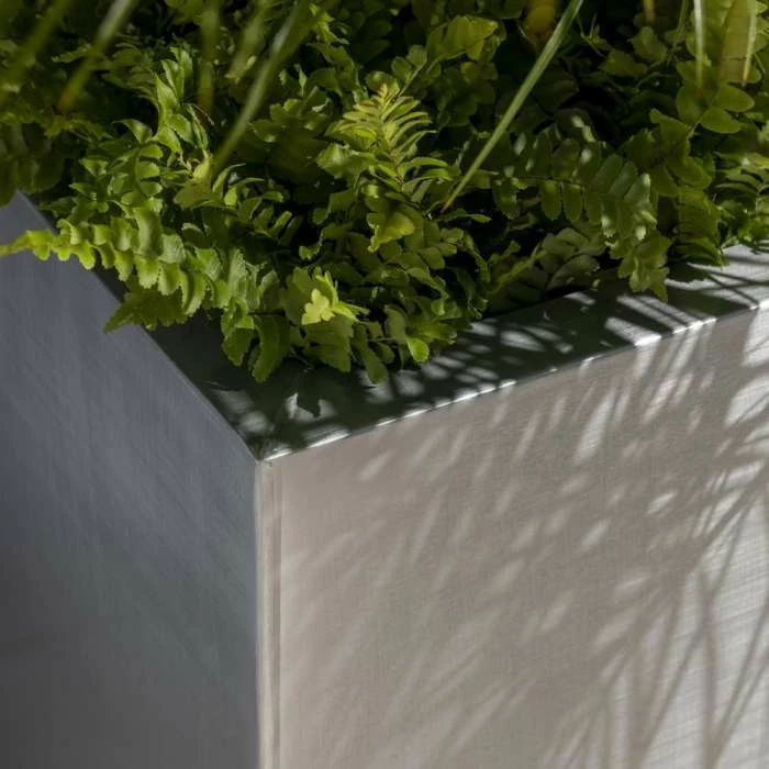 50cm Zinc Galvanised Silver Cube Planter - By Primrose™ 4 50cm Zinc Galvanised Silver Cube Planter - By Primrose™ - Image 2