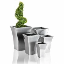 H49cm Zinc Galvanised Silver Flared Square Planter - By Primrose™ -Plants outlet store PP0250M add image 2 ca2a