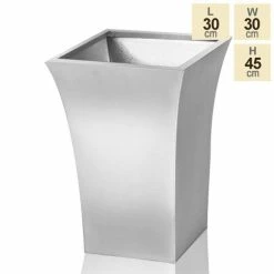 H42.5cm Zinc Galvanised Silver Flared Square Planter -By Primrose™ 11 H42.5cm Zinc Galvanised Silver Flared Square Planter -By Primrose™ -Plants outlet store PP0250S3 528d