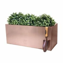 64cm Zinc Galvanised Trough Planter In A Copper Finish By Primrose™ -Plants outlet store PP0261M add image 2 cfde