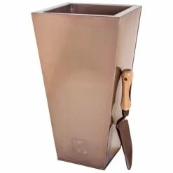 H48cm Zinc Galvanised Flared Square Planter In A Copper Finish By Primrose™ -Plants outlet store PP0262S add image 4 6dad