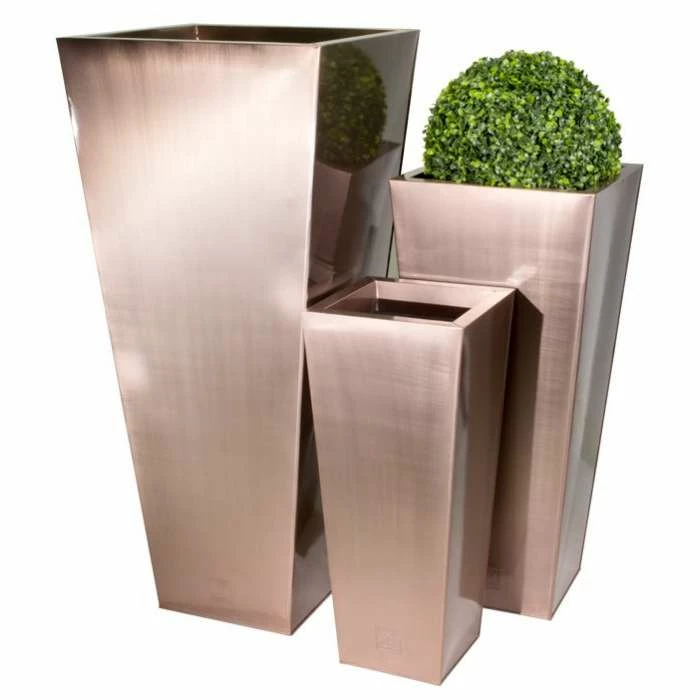 H116cm Zinc Galvanised Flared Square Planter In A Copper Finish By Primrose™ 7 H116cm Zinc Galvanised Flared Square Planter In A Copper Finish By Primrose™ - Image 5