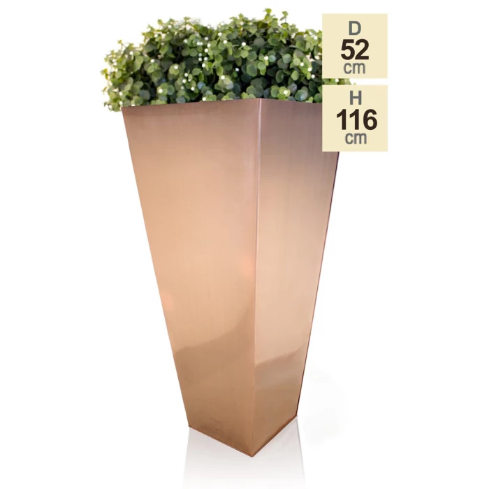 H116cm Zinc Galvanised Flared Square Planter In A Copper Finish By Primrose™ 8 H116cm Zinc Galvanised Flared Square Planter In A Copper Finish By Primrose™ - Image 6