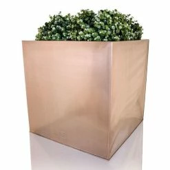 60cm Zinc Galvanised Cube Planter In A Copper Finish By Primrose™ -Plants outlet store PP0264J add image 3 ac7d