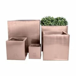 60cm Zinc Galvanised Cube Planter In A Copper Finish By Primrose™ -Plants outlet store PP0264J add image 4 3287
