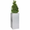 H100cm Zinc Galvanised Tall Silver Cube Planter - By Primrose™ -Plants outlet store PP0341L main image f95d
