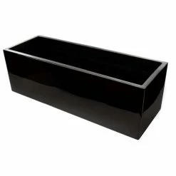 80cm Gloss Fibreglass Trough Planter In Black - By Primrose™