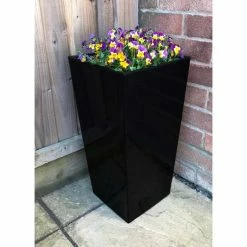 90cm X 40cm Gloss Tall Flared Square Fibreglass Planter In Black - By Primrose™ -Plants outlet store PP0404M add image 1 2fe3