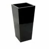 90cm X 40cm Gloss Tall Flared Square Fibreglass Planter In Black - By Primrose™ -Plants outlet store PP0404M rollover image fc70