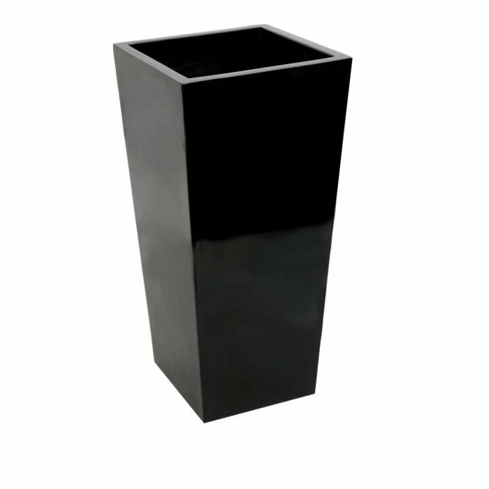60cm X 34cm Gloss Tall Flared Square Fibreglass Planter In Black - By Primrose™ 6 60cm X 34cm Gloss Tall Flared Square Fibreglass Planter In Black - By Primrose™ - Image 4