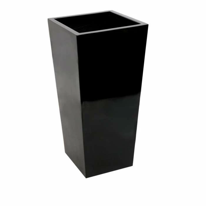 60cm X 34cm Gloss Tall Flared Square Fibreglass Planter In Black - By Primrose™ 3 60cm X 34cm Gloss Tall Flared Square Fibreglass Planter In Black - By Primrose™