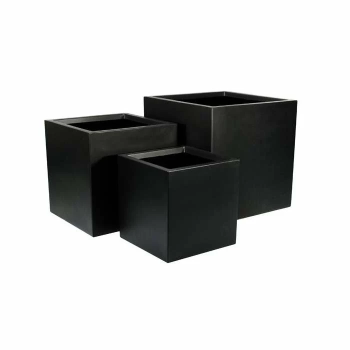 H60cm Fibreglass Cube Planter In Matt Black - By Primrose™ 4 H60cm Fibreglass Cube Planter In Matt Black - By Primrose™ - Image 2