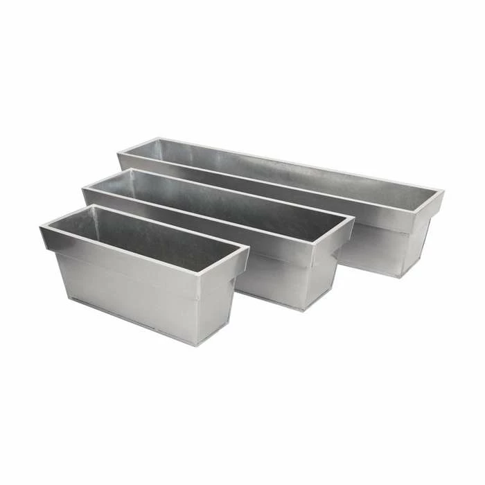 40cm Zinc Edge Silver Trough Planters - By Primrose™ 3 40cm Zinc Edge Silver Trough Planters - By Primrose™