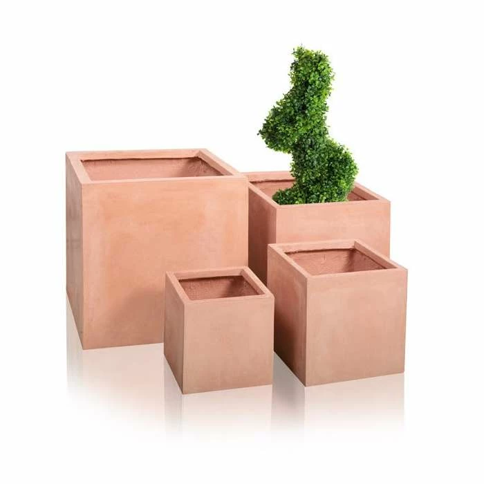 30cm Terracotta Fibrecotta Medium Cube Planter 8 30cm Terracotta Fibrecotta Medium Cube Planter - Image 6