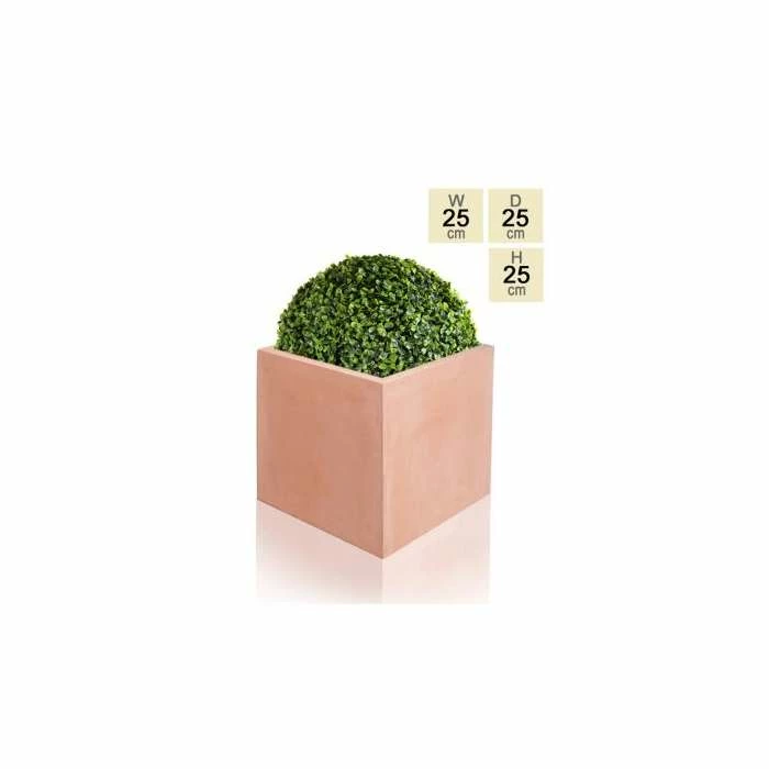 25cm Terracotta Fibrecotta Small Cube Planter 3 25cm Terracotta Fibrecotta Small Cube Planter