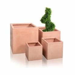 50cm Terracotta Fibrecotta XL Cube Planter -Plants outlet store PP0452XL add image 4 7144