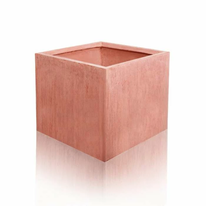 40cm Terracotta Fibrecotta Textured Large Cube Planter 4 40cm Terracotta Fibrecotta Textured Large Cube Planter - Image 2