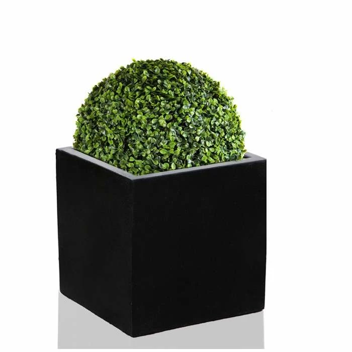 20cm Polystone Small Grey Cube Pot Planter 4 20cm Polystone Small Grey Cube Pot Planter - Image 2