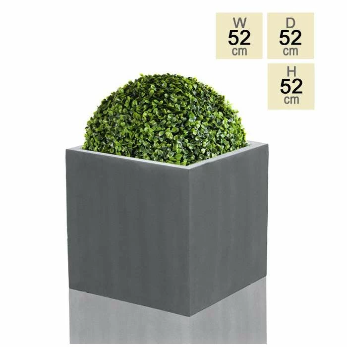 52cm Polystone Grey Cube Planter 3 52cm Polystone Grey Cube Planter