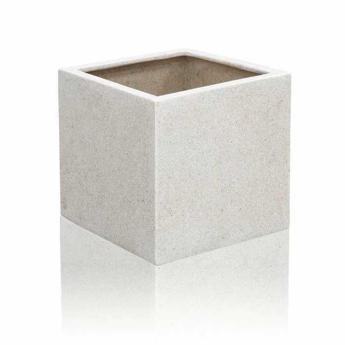 63cm Poly-Terrazzo Jumbo White Cube Planter 6 63cm Poly-Terrazzo Jumbo White Cube Planter - Image 4