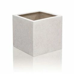20cm Poly-Terrazzo Small White Cube Pot -Plants outlet store PP0463S add image 3 ba28